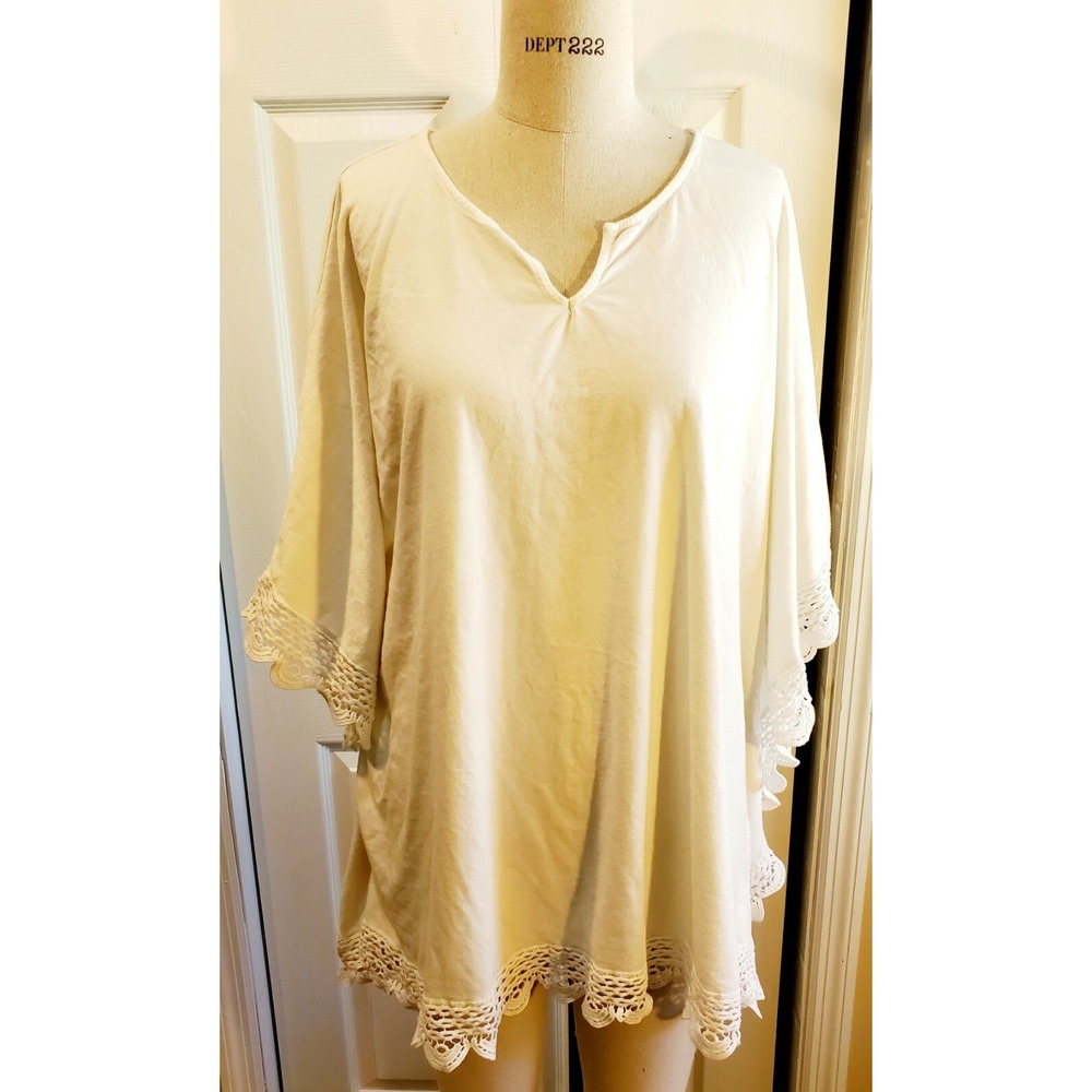 Women's Poncho Style Lace Trim Off White‎ Blouse Size 22/24